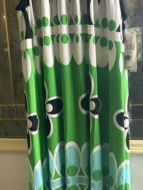 AB Studio Green, White & Black Midi Dress Sz S NWT
